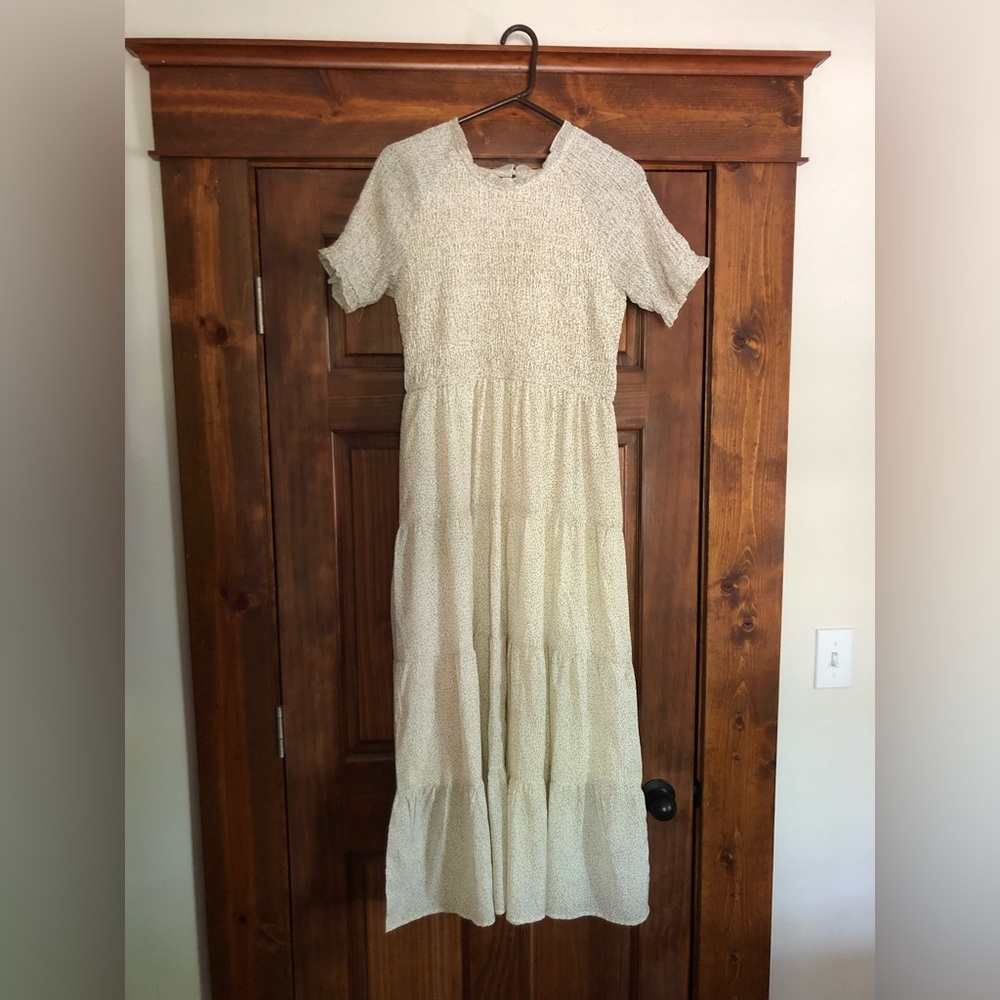 Women's Cream Maxi Dress - Lightweight Tiered Summer Dress